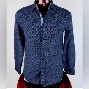🔥NEW w/TAGS🔥Sahara Club Men’s Med Dress Shirt Blue w/black square Pattern